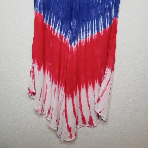 India Boutique Women's Sz OS Tie Die Red White & Blue Lightweight Tunic Dress - Picture 3 of 6